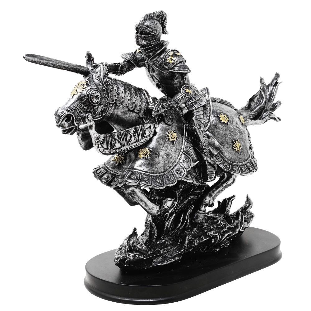 Medieval knight silver on horse with sword