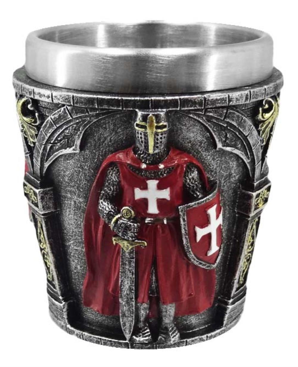 Shot Set of 4. Shot glass Medieval Knight red