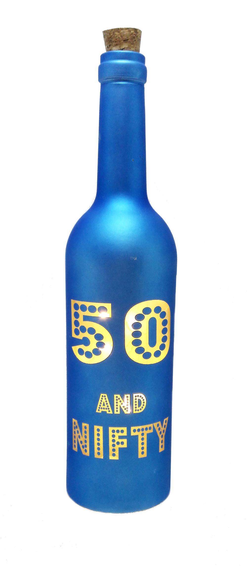 Glasflasche "50. And Nifty" mit LED  