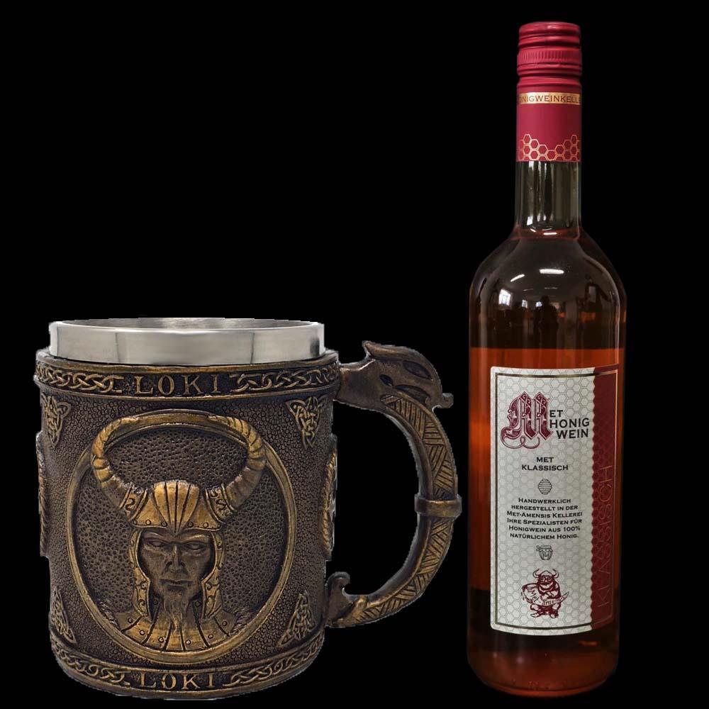 Geschenkset Krug Loki inklusive Honigwein - klassisch lieblich